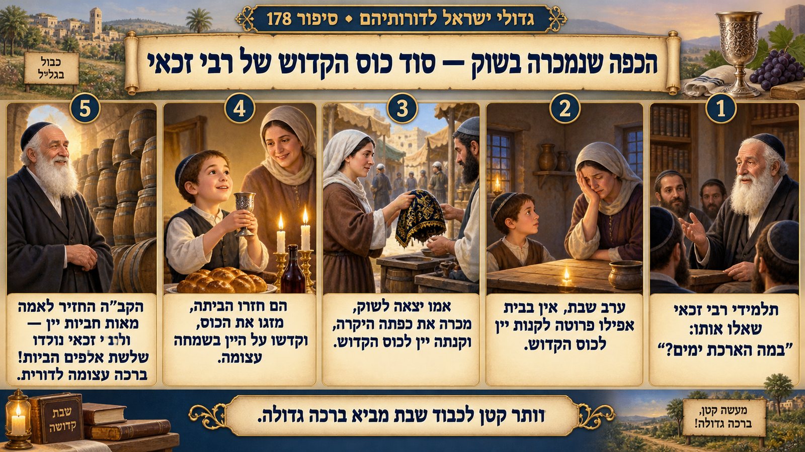 תמונת סיכום — רבי זכאי: הכפה שנמכרה בשוק — סוד כוס הקדוש של רבי זכאי